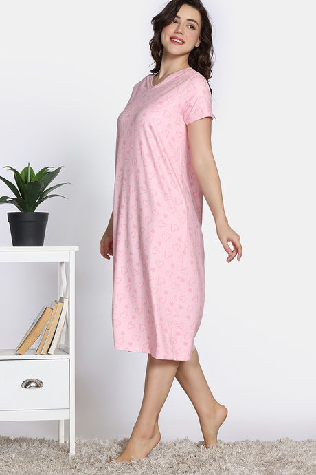 Zivame Sweetheart Diaries Knit Poly Mid Length Nightdress - Rose Shadow — image 3